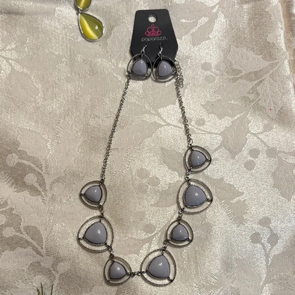 Three Paparazzi Bold Red, Yellow, and Silver Necklace & Earrings included - Picture 3 of 4